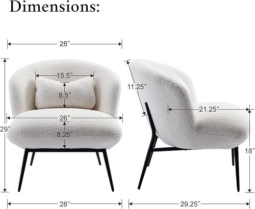 Miniatura 20 de LukeAlon Sofá individual de piel sintética, moderna silla tapizada con patas de metal y almohada, bonita silla de sala de estar, silla de asiento