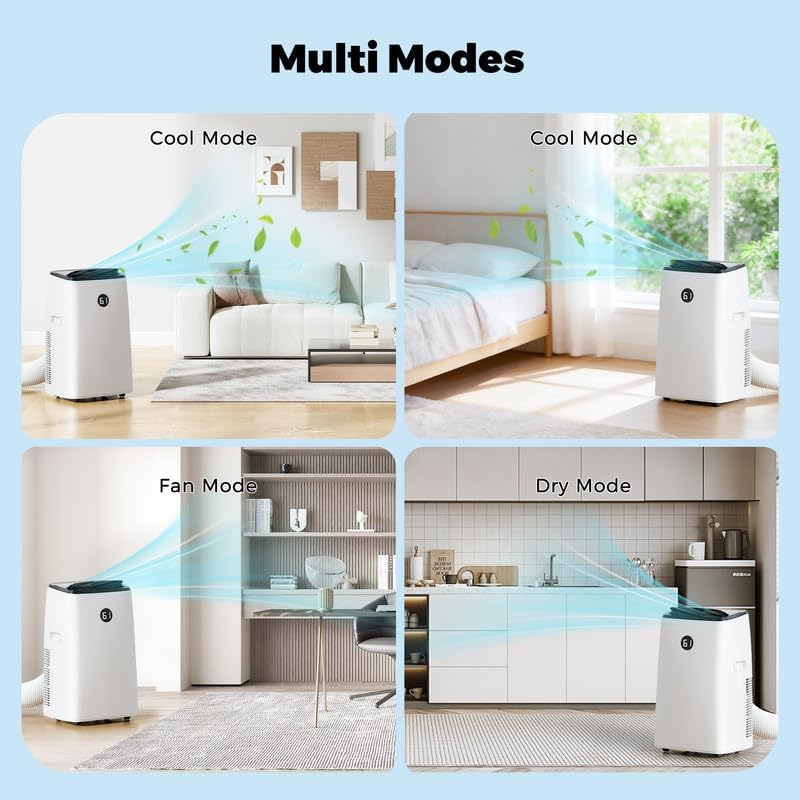 14000BTU Portable Air Conditioners with Remote Control, Dehumidifier & Fan Mode, Floor Stand up Cooling Portable AC Unit for Large Room up to 700 sq.ft, Sleep,Timer & Auto Swing Function
