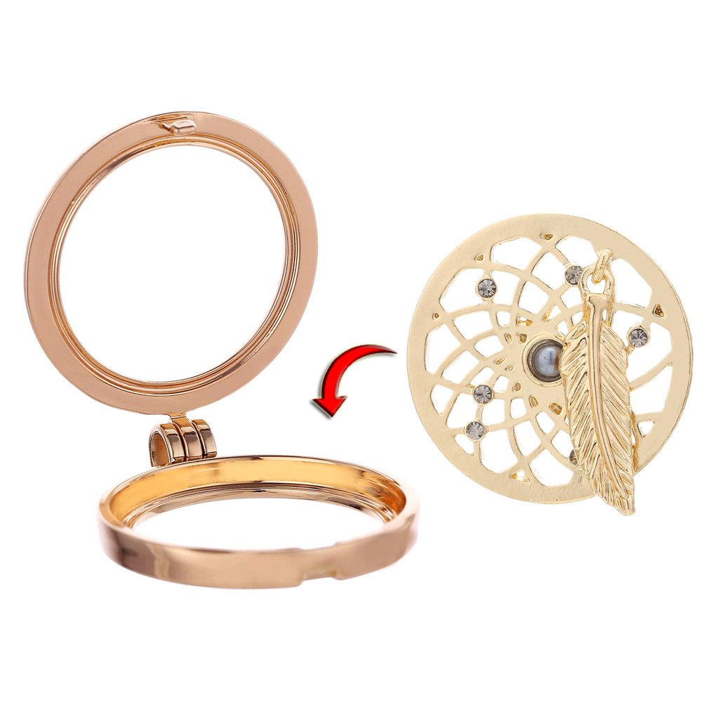 Morella Collana Donna 70 cm Acciaio Inossidabile Oro per Coins Moneta amuleto Ciondolo Rotondo 33 mm per Coins in Sacchetto di Velluto