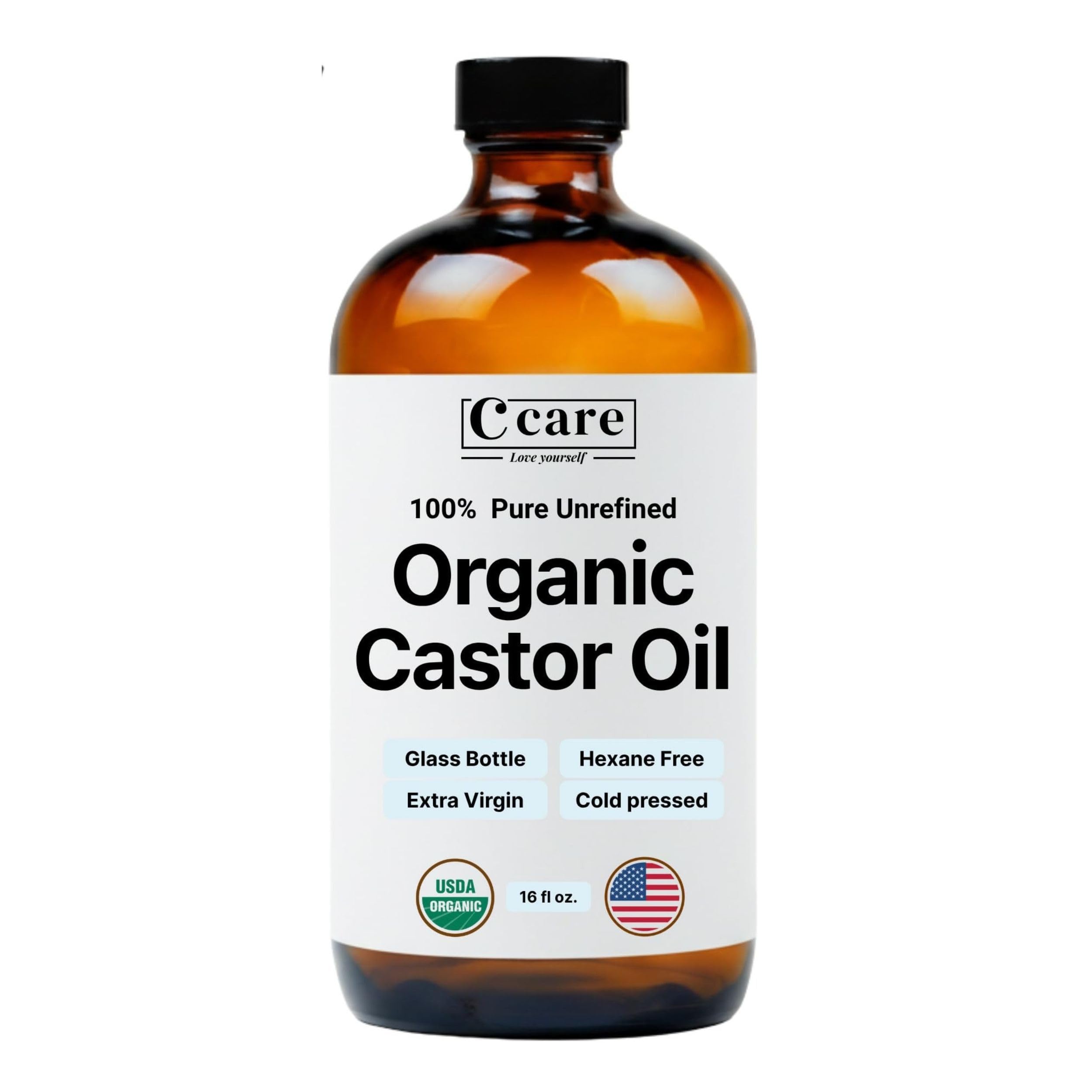 C CARE Organic Castor Oil 100% Pure Cold Pressed Unrefined 16oz