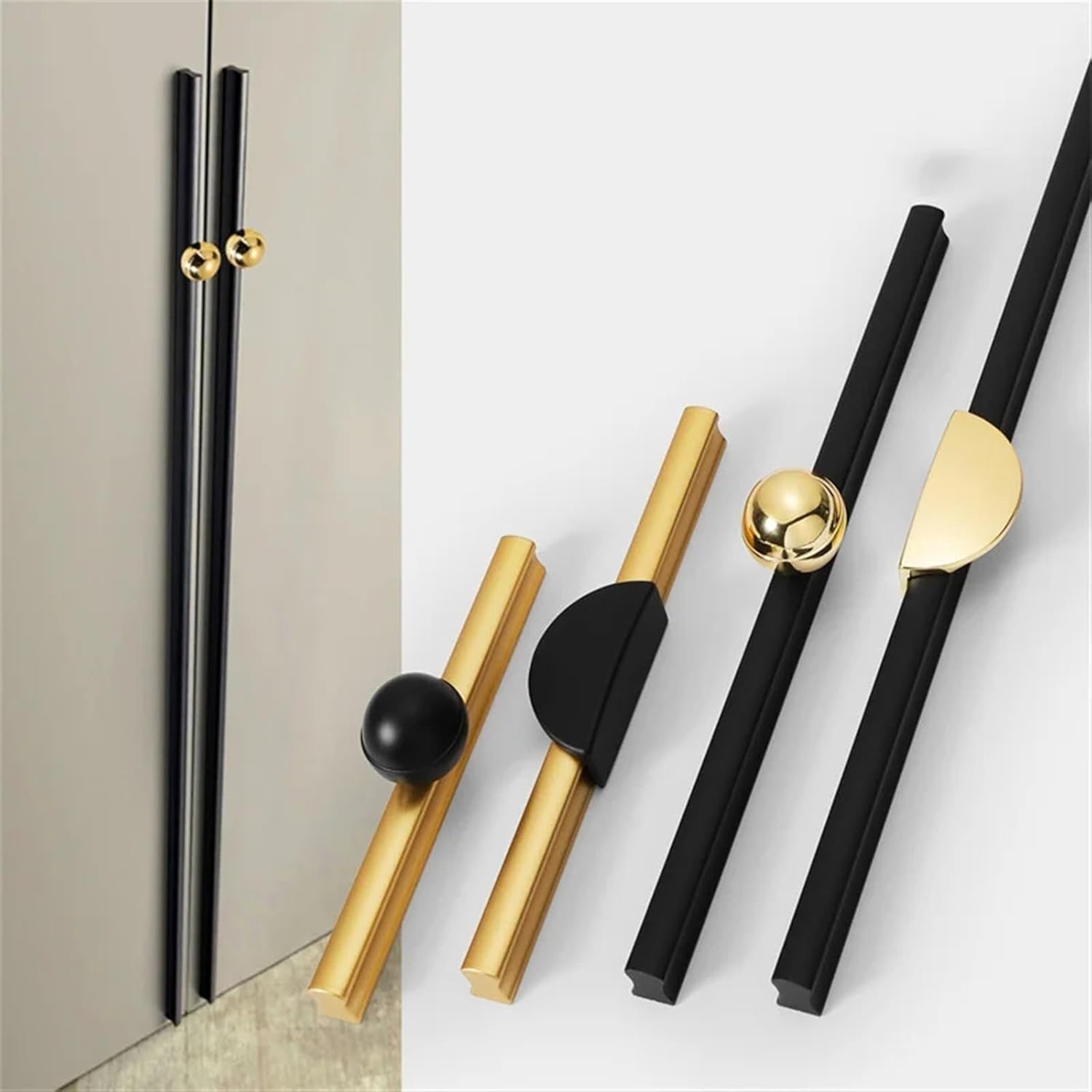 Long Cabinets Pulls Black Gold Cupboard Wardrobe Pulls Aluminum Zinc Alloy Double Color Kitchen Handles Furniture Hardware 1Pcs (Color : 5252A-320mm)
