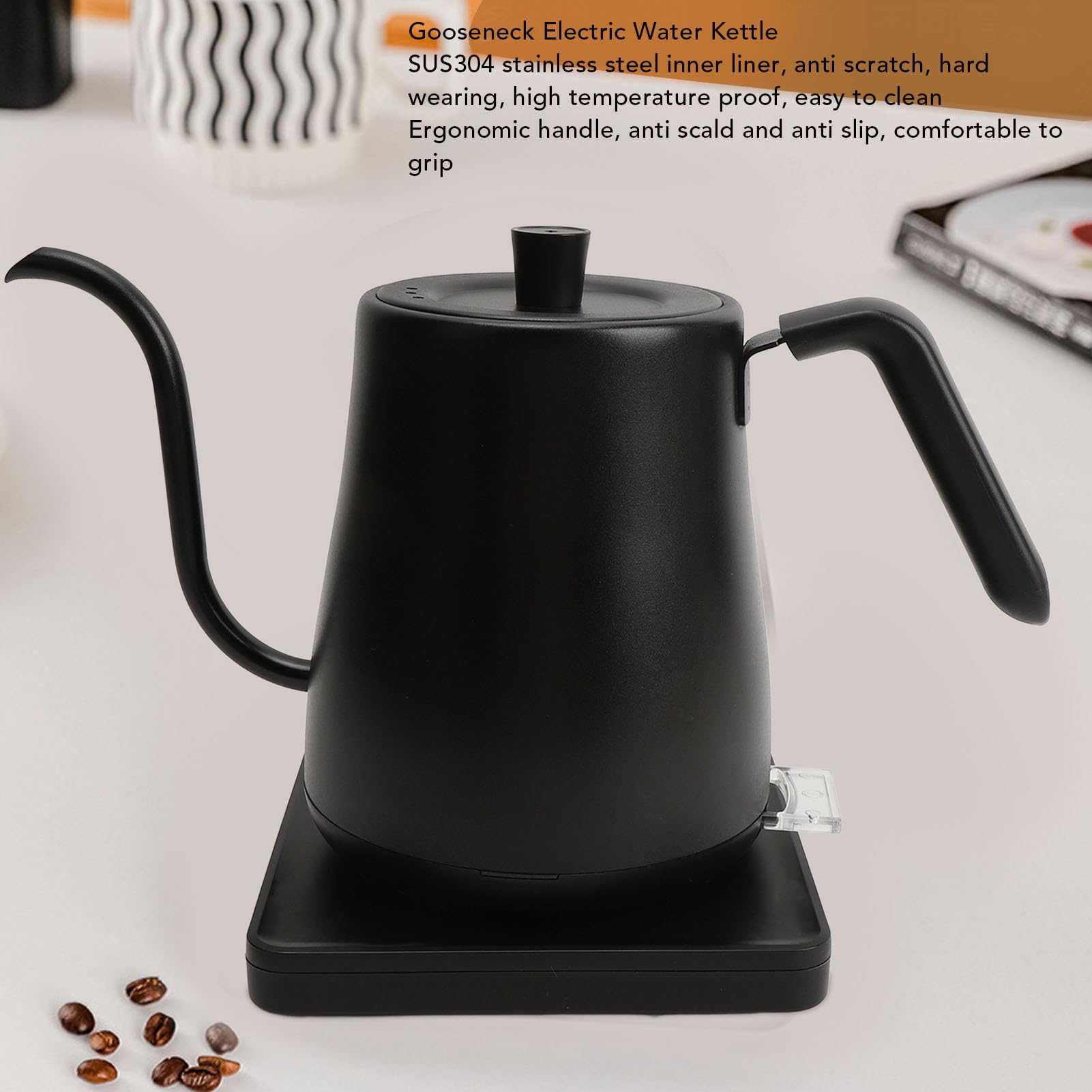 Hervidor eléctrico con cuello de cisne 800ml 1000W apagado automático ABS 304 acero inoxidable vertido sobre hervidor (EU Plug 220V)