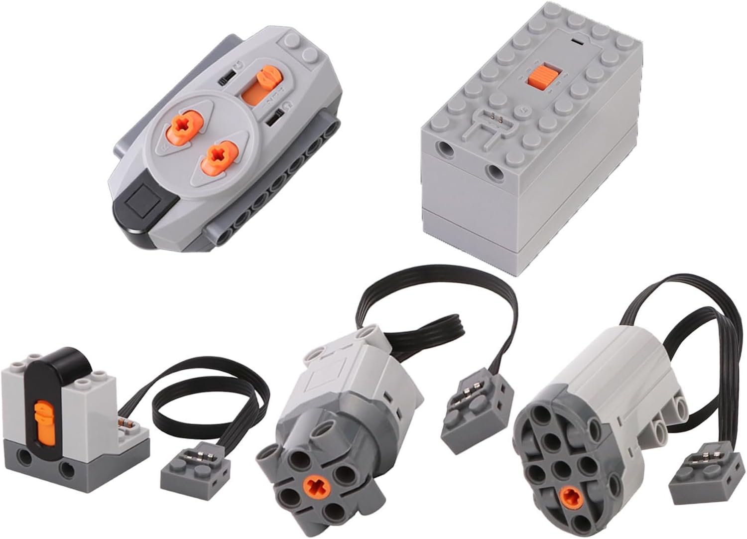 PHYNEDIGoshfun 5Pcs Upgraded Motor Power Modification Accessories Building Set for Lego Technic, 1x L-Motor, 1x Servo-Motor, 1x Receiver, 1x Battery Box, 1x Remote