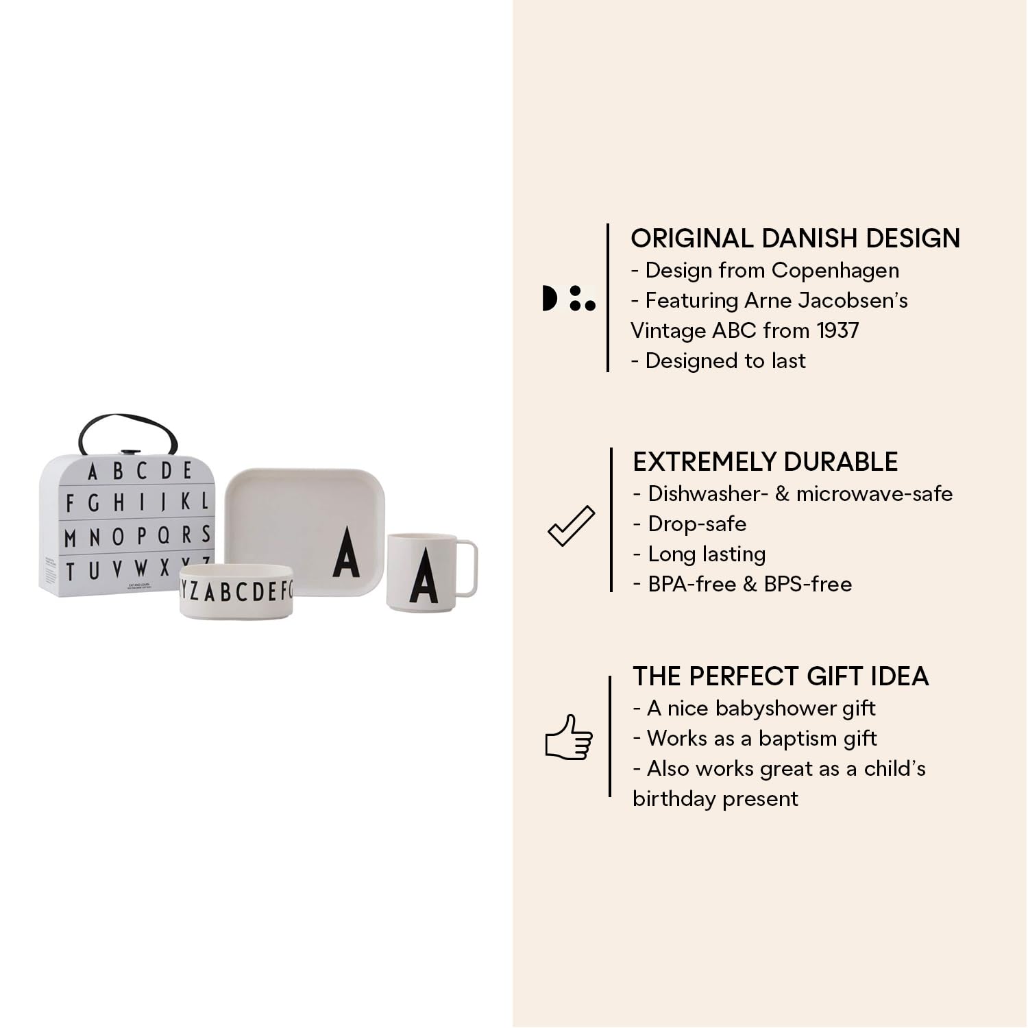 Design Letters 20201500V Coffret cadeau Tritan Vaisselle A-Z-V