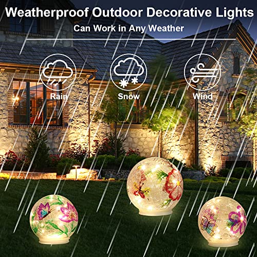 Phitric Spring Decorations For Home, 3 Pack Cracked Glass Ball Lights Spring Decor With Timer, Upgraded Weatherproof Warm White Led Lights For Living Room Fireplace Table Indoor Outdoor, Mom Gifts #TOP3