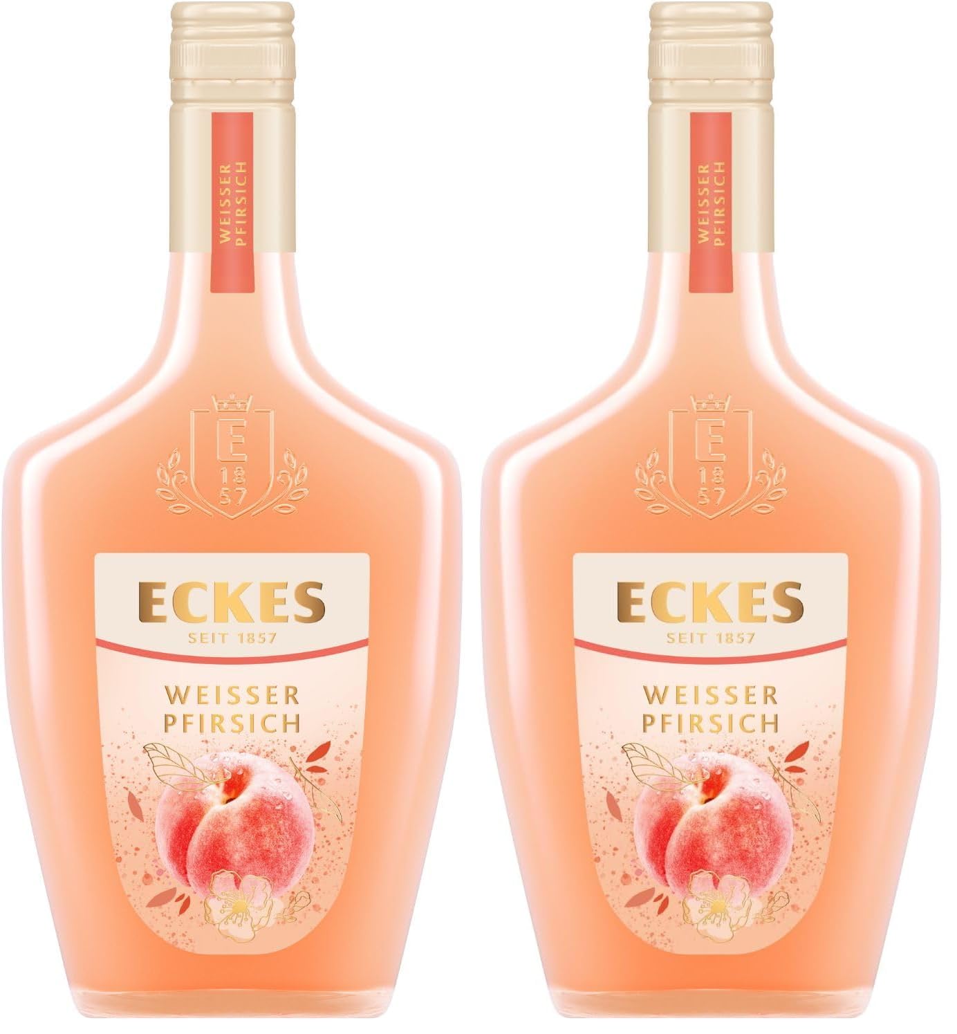 Eckes Weißer Pfirsich Likör (1 x 0,5 l) – Fruchtiger Aperitif-Likör mit intensivem weißen Pfirsich, 17 % vol. (Packung mit 2)