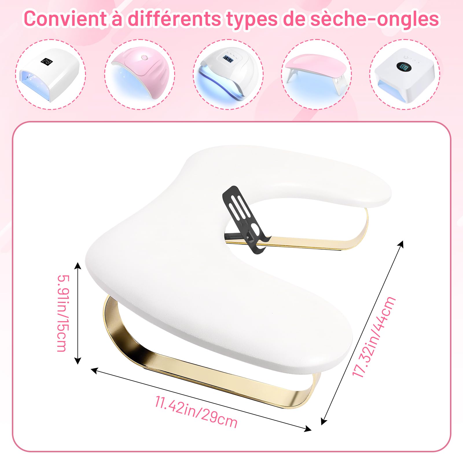perfk Repose Main Manucure avec Support de Téléphone Réglable, Repose Main Ongle, Pose Main Manucure, Accoudoir en Forme de U Coussin de Manucure Repose Main, pour Manucure à Domicile et Salon