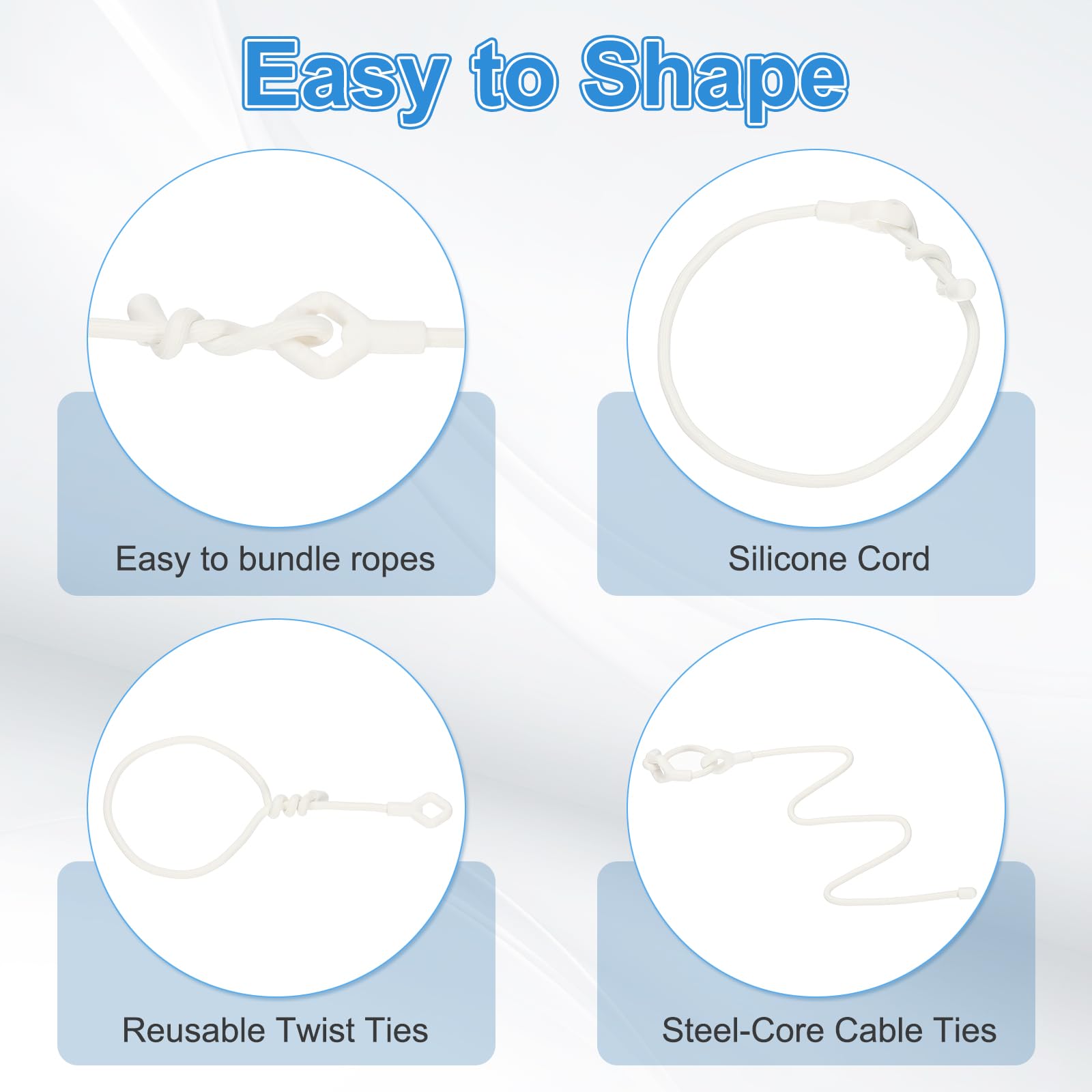 PATIKIL Rubber Twist Ties, 6 Inch Silicone Reusable Twist Ties Heavy Duty Bendable for Bundling Holding 5 Pcs, White - Image 4