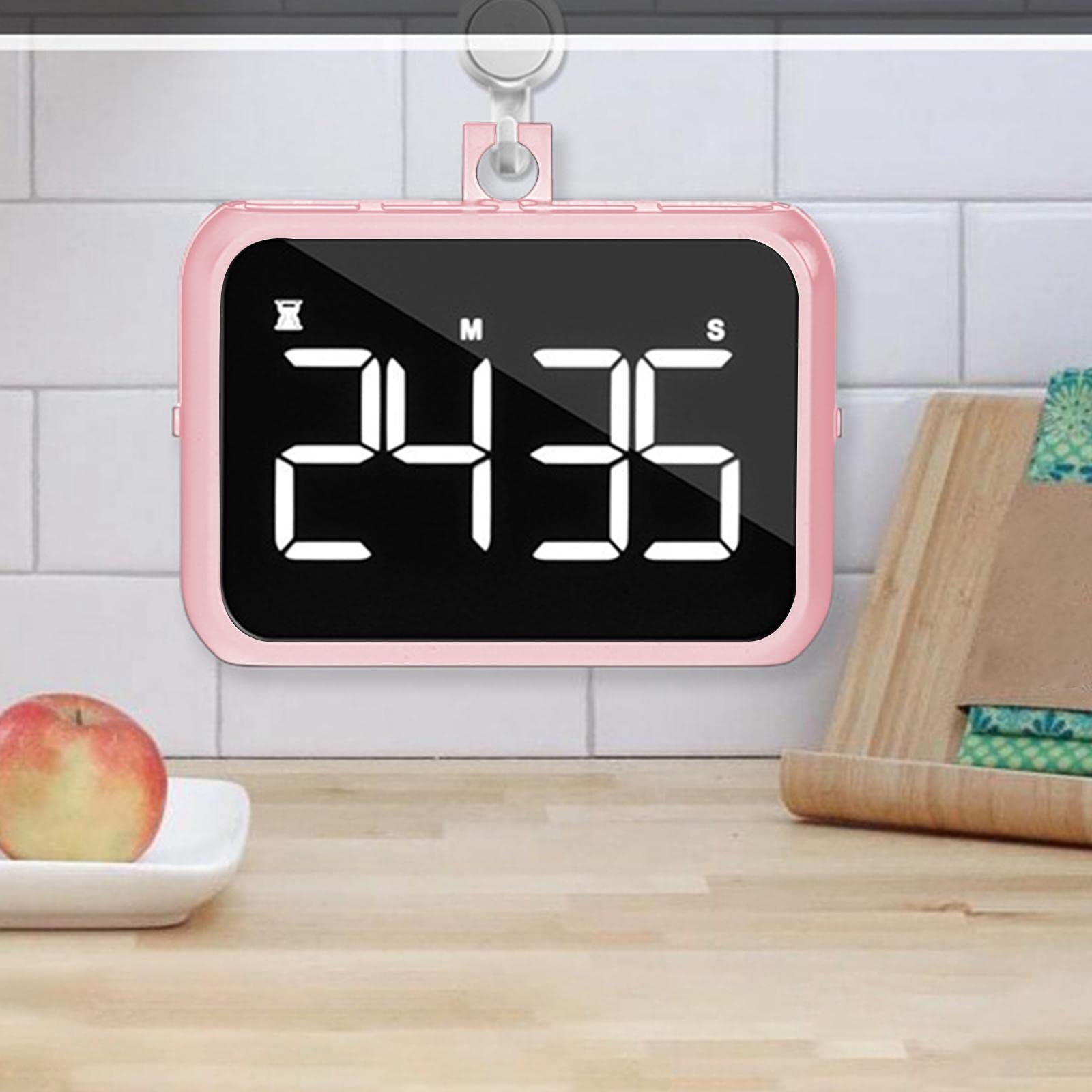 Temporizador Digital con Pantalla LED, Temporizador de Cocina, Cronómetro, Temporizador Magnético con Función de, Adecuado para, Rosado, Individual