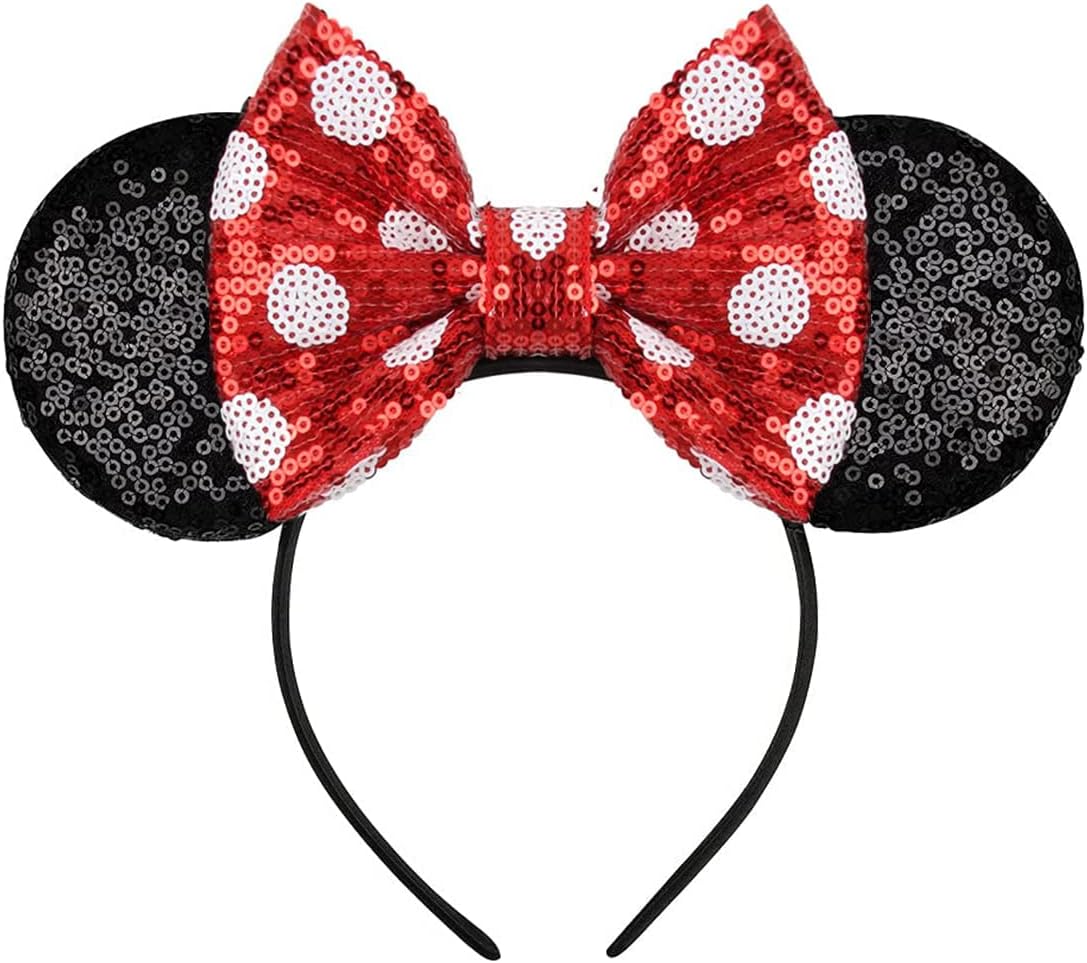 FANYITY Mouse Ears Headbands Sequin Hair Band for Girls Women Boys Party, 2 Pieces (BLack)