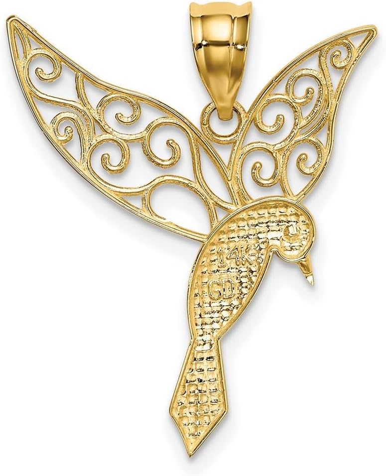 JewelryWeb 14k Yellow Gold Polished Hummingbird Pendant Necklace Pendant for Women - Image 4