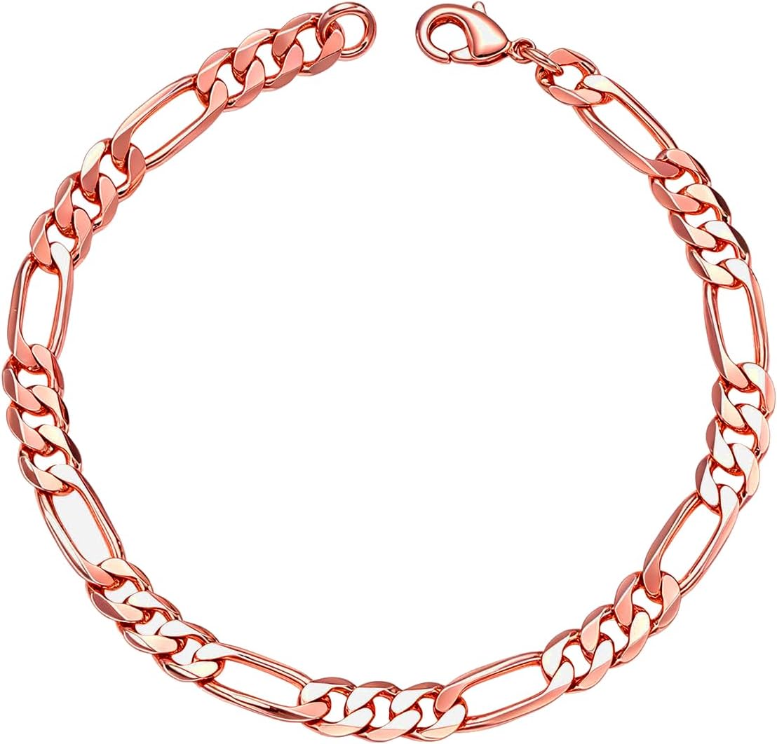 Heavenly Metals Pure Copper Figaro Chain Bracelet for Men & Women