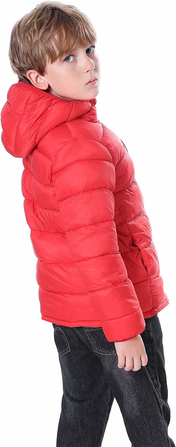 Hooded Puffer Jackets for Boys and Girls – Lightweight and Packable – Autumn and Winter Coat, Warm and Comfy