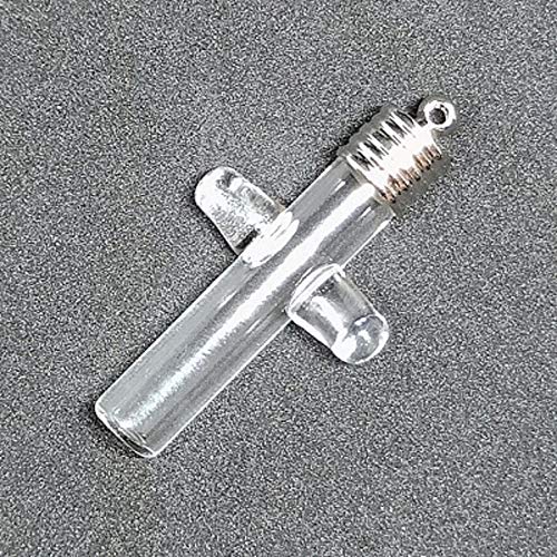 WellieSTR 10 Pieces Cross Name on Rice Glass Vial Pendant Glass Locket, Wish Bottle Clear Glass Bottle Charms (Stlye B)