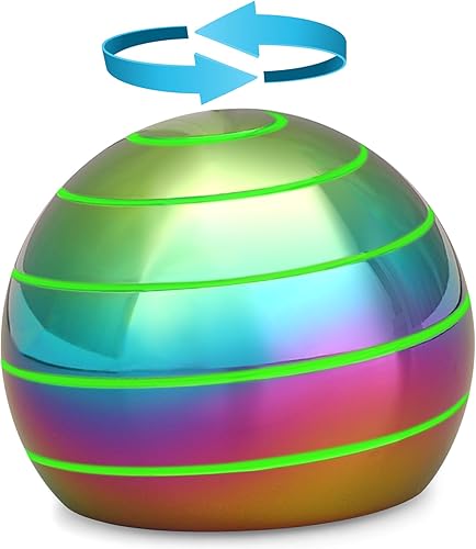 Miniatura 8 de Kinetic - Juguete giratorio de escritorio que brilla en la oscuridad para niños y adultos, bola giratoria de metal con ilusión óptica, giroscopio