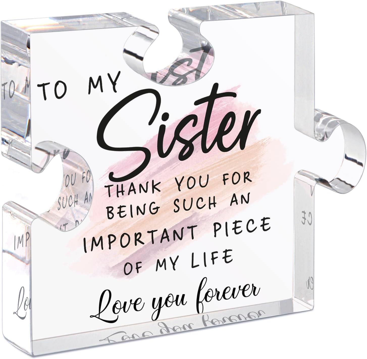 DIGIELE Sister Gifts from Sister, Big or Little Sister Gifts for Sister Birthday Gift, Unique Sister Christmas, Thanksgiving, Wedding Present from Brother, Acrylic Puzzle Shape Plaque Desk Decorations