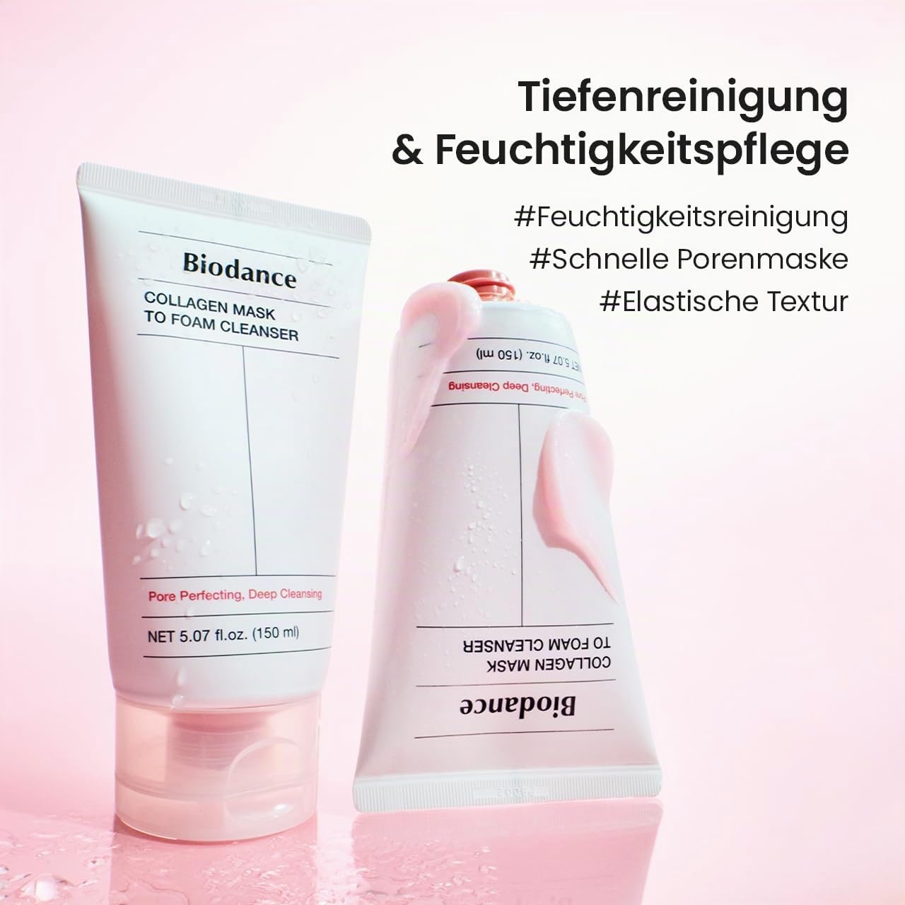 BIODANCE Collagen Mask To Foam Cleanser, Gesichtsreiniger für Frauen, 2-in-1-Porenmaske und feuchtigkeitsspendender schäumender Gesichtsreiniger, koreanische Hautpflege (150 ml)
