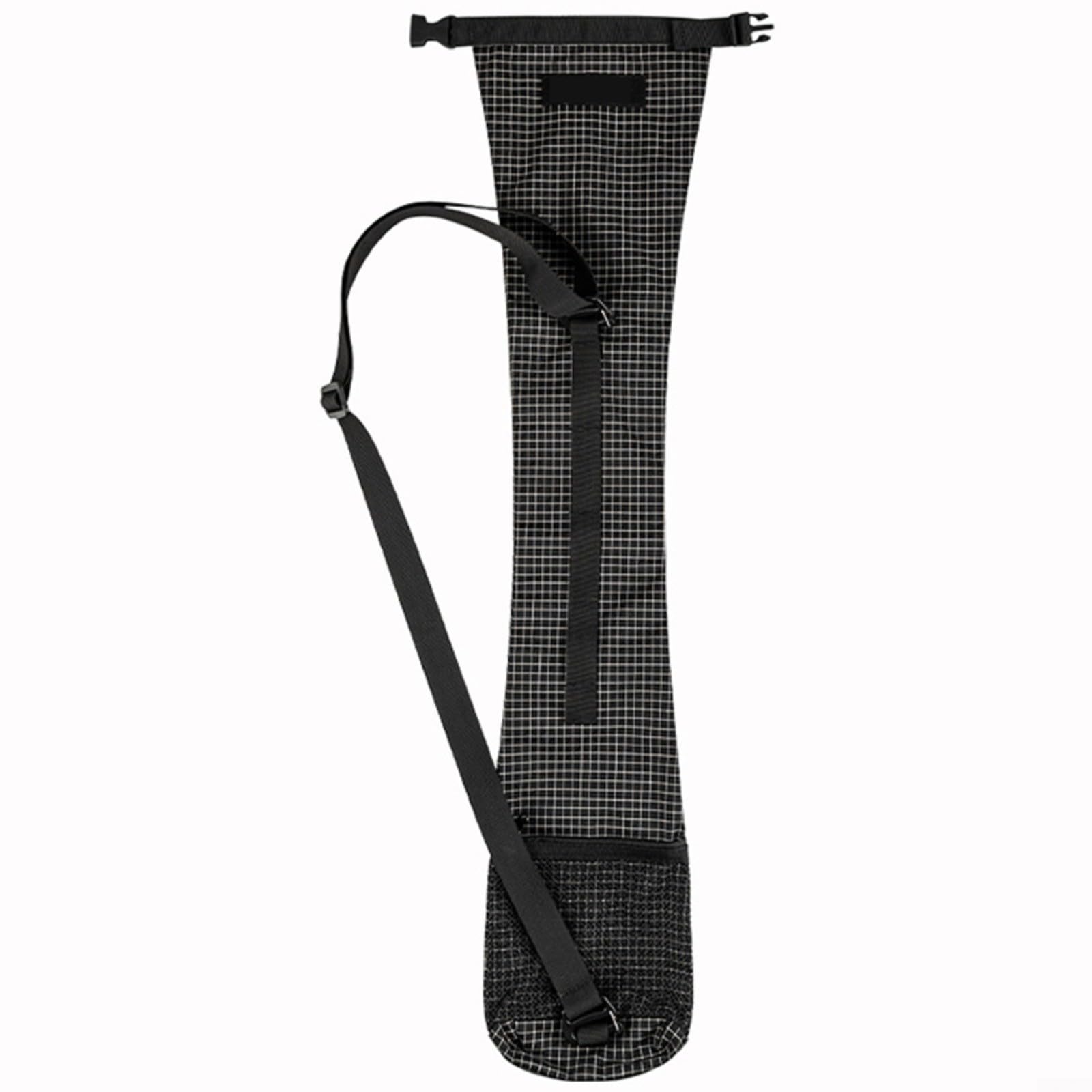 Risveglio Hiking Trekking Pole Storage Bag, 74cm Polyester Carry Pouch with Strap Mesh Pocket for Foldable Walking, Black
