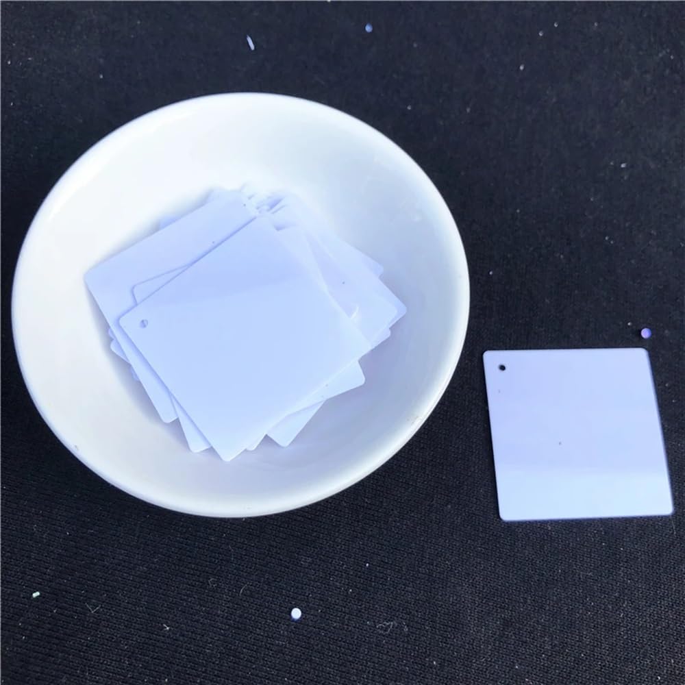 Lentejuelas para coser, Lentejuelas planas cuadradas con 1 agujero, 30 mm, multicolor, paquete de 100(Solid White)