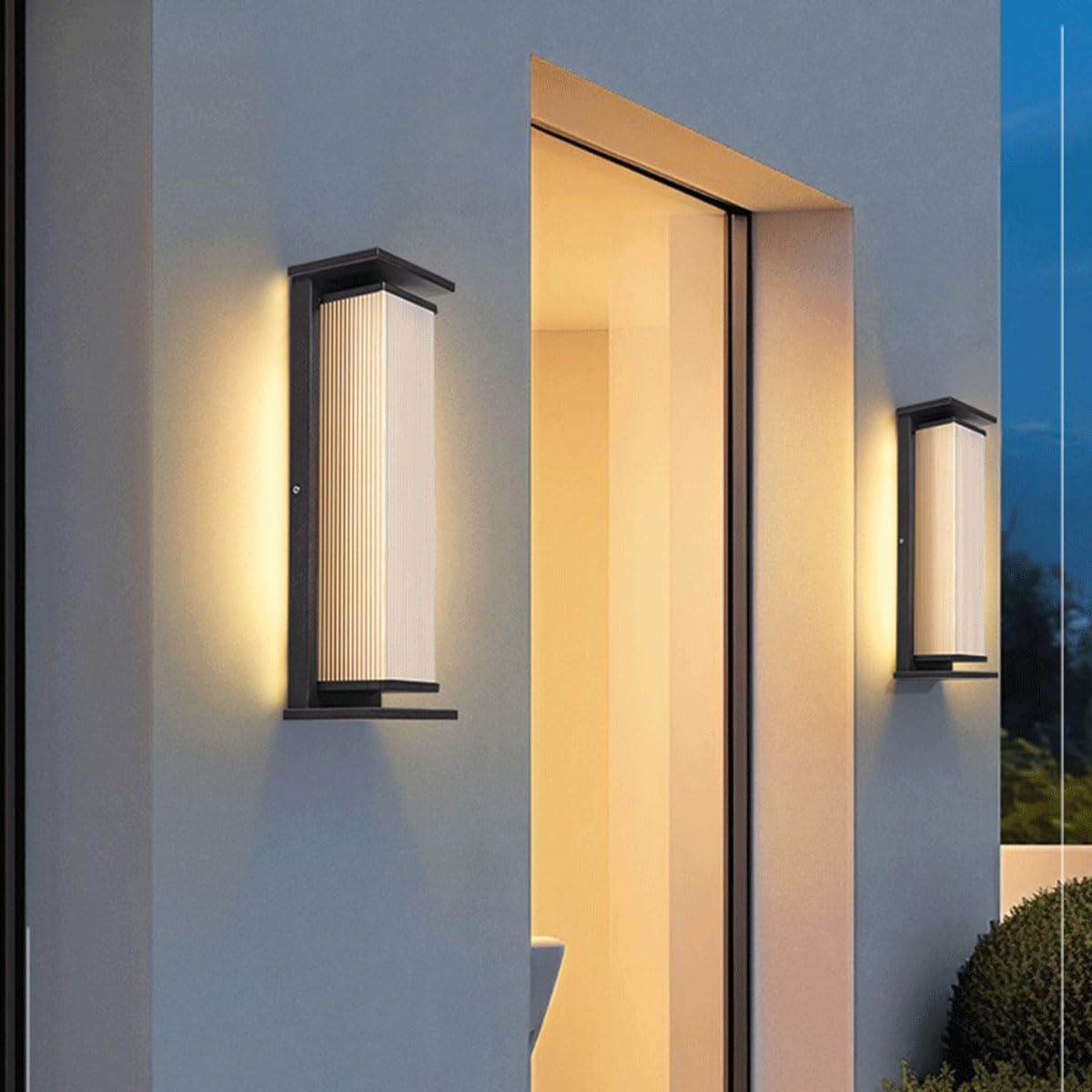 Nowoczesna minimalistyczna lampa ścienna zewnętrzna, słupek ogrodzeniowy, oświetlenie dekoracyjne, taras, ogród, wodoodporny sprzęt oświetleniowy