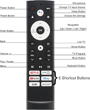 Voice Remote Replacement for Hisense Google Tv, ERF3M90H for Hisense Android, Vidaa, Laser, Canvas TVs, 4K UHD, HD, Mini-LED, ULED (2025-2015)