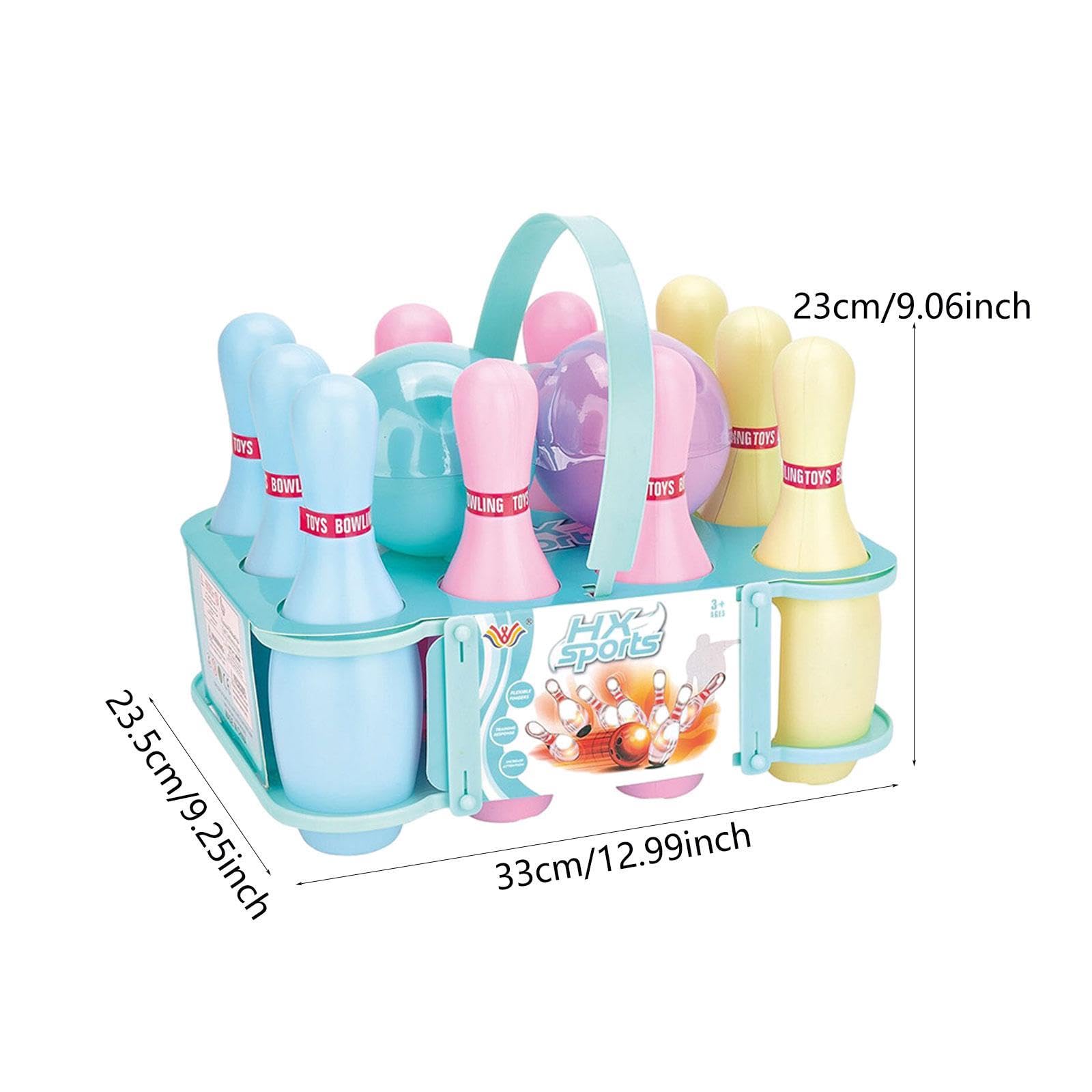 Set da Bowling per Bambini, Gioco Ricreativo per Bambini, con Supporto, Divertente Gioco Sportivo Interattivo da Interno, Giocattoli Sportivi da Bowli, Macaron Color 23cm