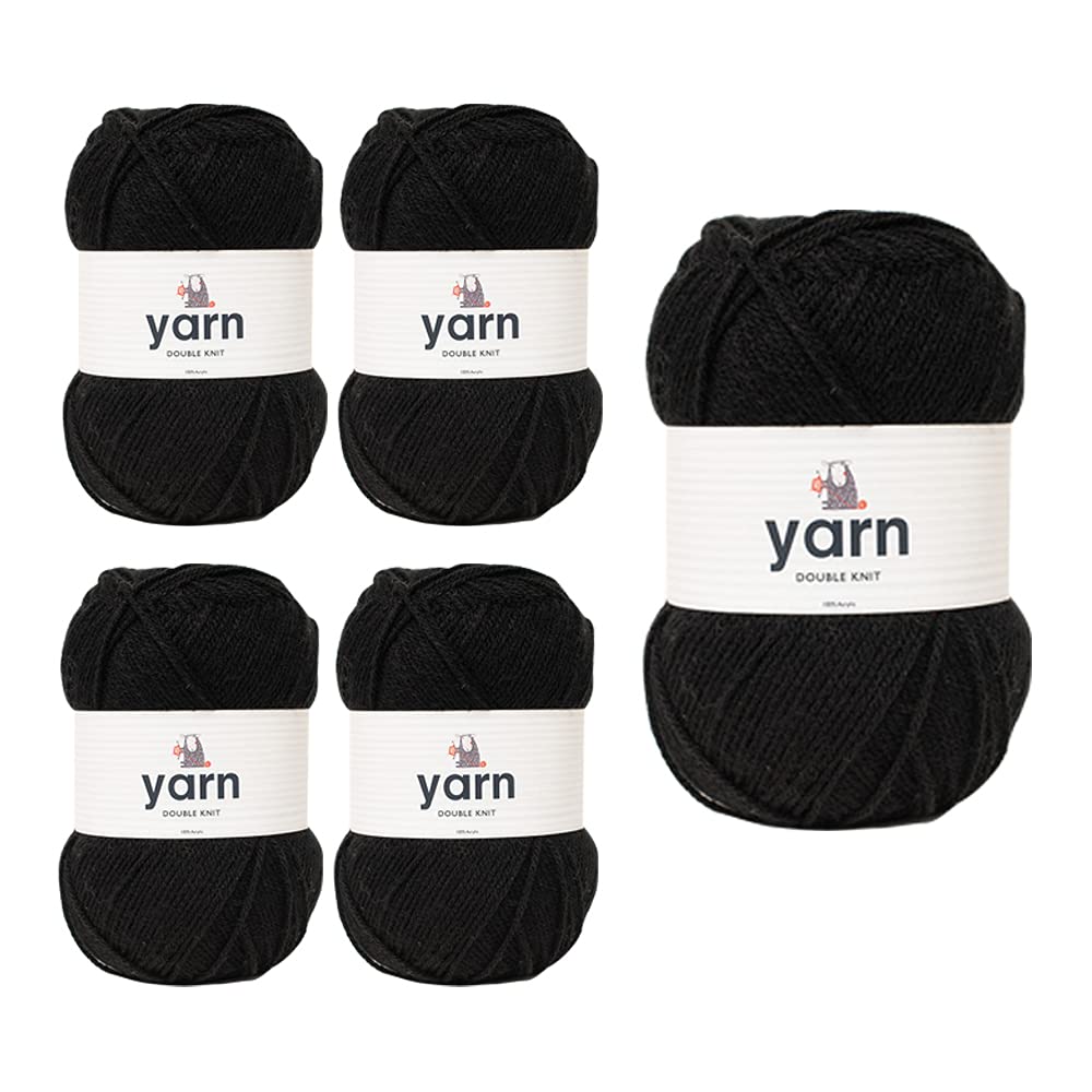 KORBOND DK Black Yarn - 100g Acrylic Wool - Lightweight, Hypoallergenic & Durable Double Knit Crochet Yarn Knitting Wool (290m Total) — view 125