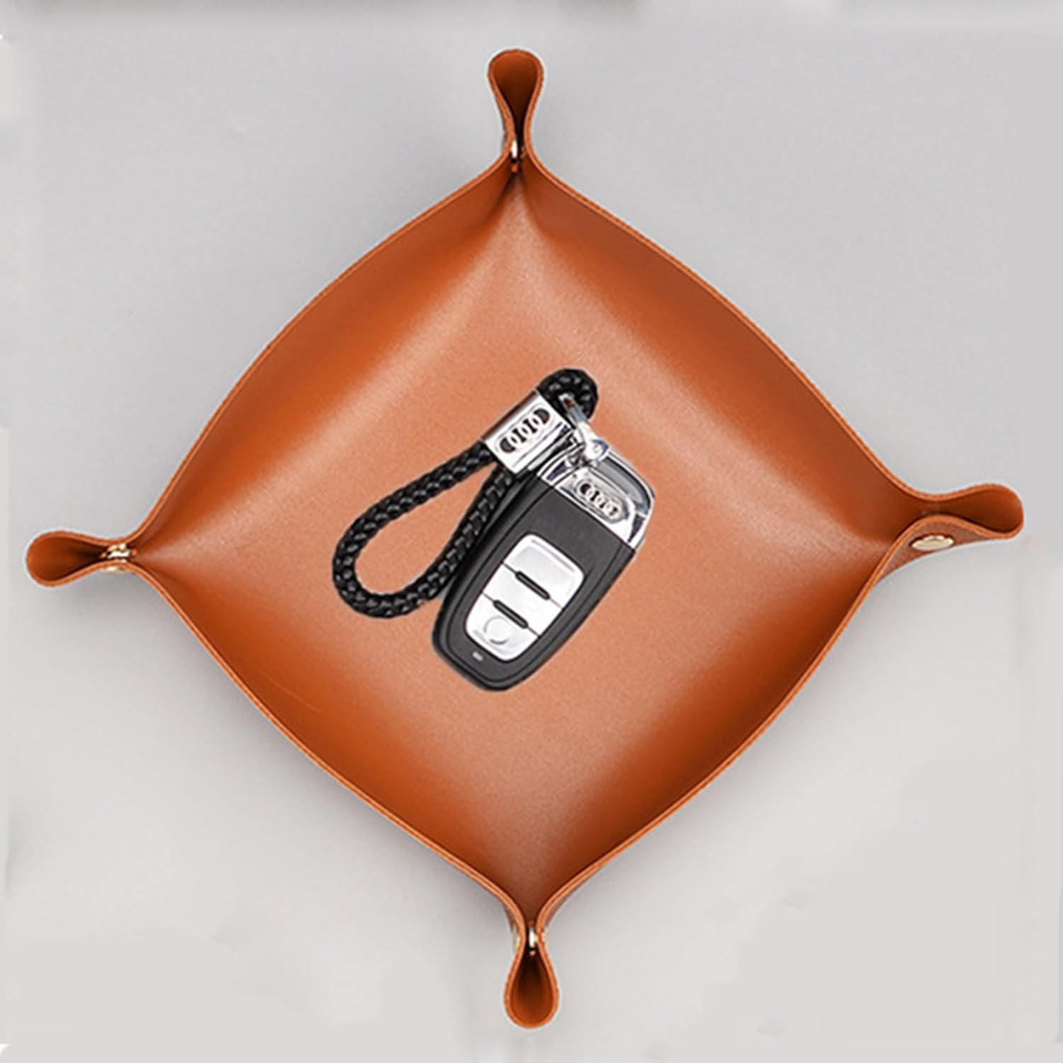 RayyanRayyan Leather Valet Tray,Premium Catchall Trays,Folding PU Leather Trays,Decorative Soft Foldable Desk Organizer,Home Entrance Entryway Organizer,Leather Tray for Keys,Coins,Stationary,Jewellery