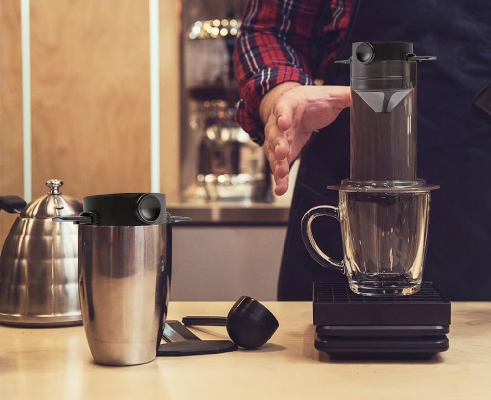 Filtro Café Portátil Acero 304 Reutilizable Soporte | Vale mayoría tazas, malla fina filtra posos viaje oficina(White3)