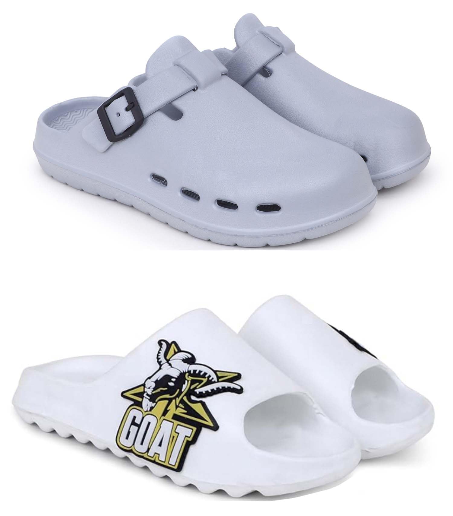 pampy angel Combo Pack of 2 Slipper/Flip Flops/Slides/Clogs/Sandals for Men (Cl-900 Vs YEE-Goat & Shera)-picture-10