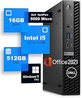 Dell デルOptiPlex 5000/7000 Micro 第12世代 Core i5 / 16GBメモリ / 512GB SSD/Windows 11 Pro/小型省スペースPC ビジネス向け/静音性/4K HDR対応/DP*2/超軽量/豊富なインターフェース/Office 2021/Win11 Pro搭載/無線端子付き(整備済み品)
