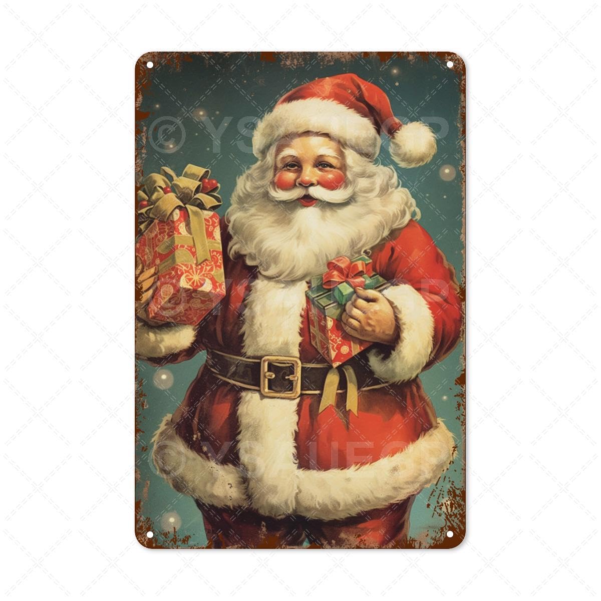 Amazon.co.jp: ヴィンテージクリスマスブリキ看板サンタクロースレトロ