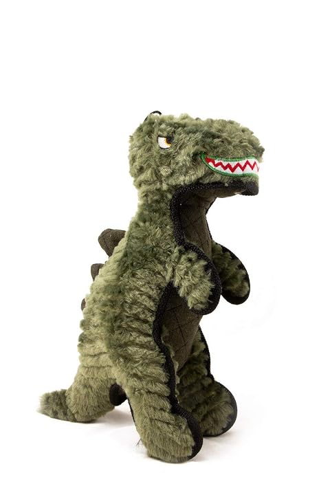 Steel Dog Ruffian Dino T-Rex Large Plush Crinkle Chew Toy for Dogs with Tennis Ball Inside