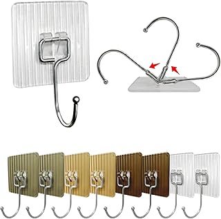 8 Pack Heavy Duty Command Hooks，Acrylic Adhesive Hooks Heavy Duty，Heavy Duty Wall Hook Holds Up to 44lbs，Command Hooks Heavy Duty for Bathroom,Kitchen and Home