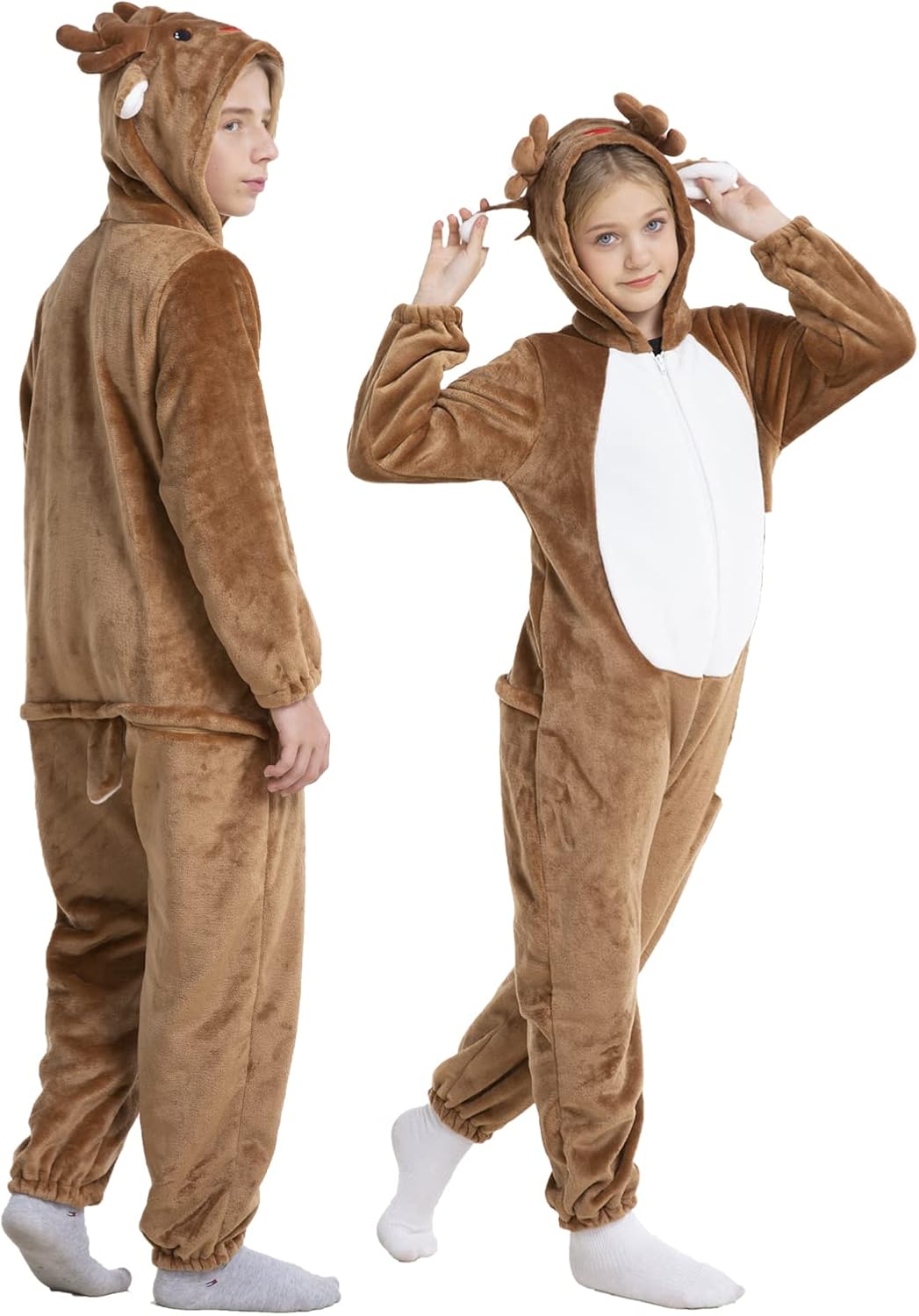 HSCTEK Kids Christmas Flannel Onesie with Hood Boys Girls - Image 4