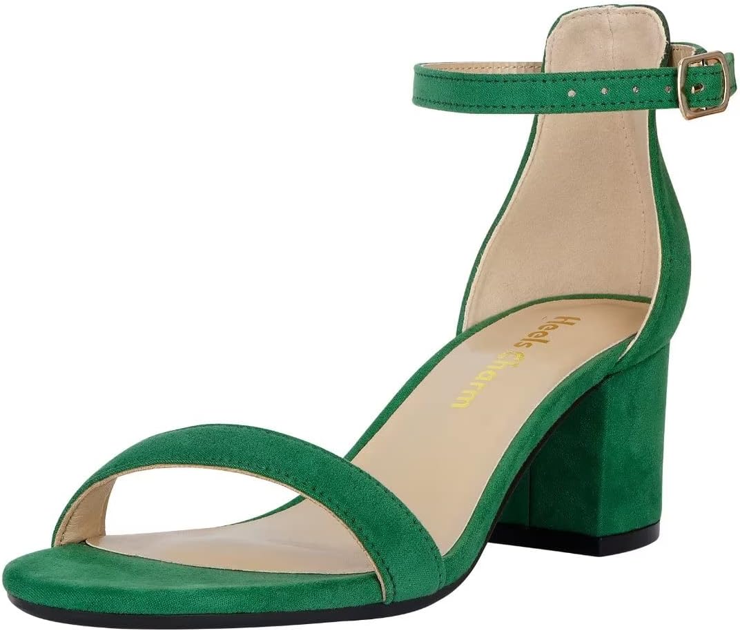 Women's Strappy Chunky Block Low Heeled Sandals 2 Inches Open Toe Ankle Strap High Heel Dress Sandals Daily Work Party Shoes