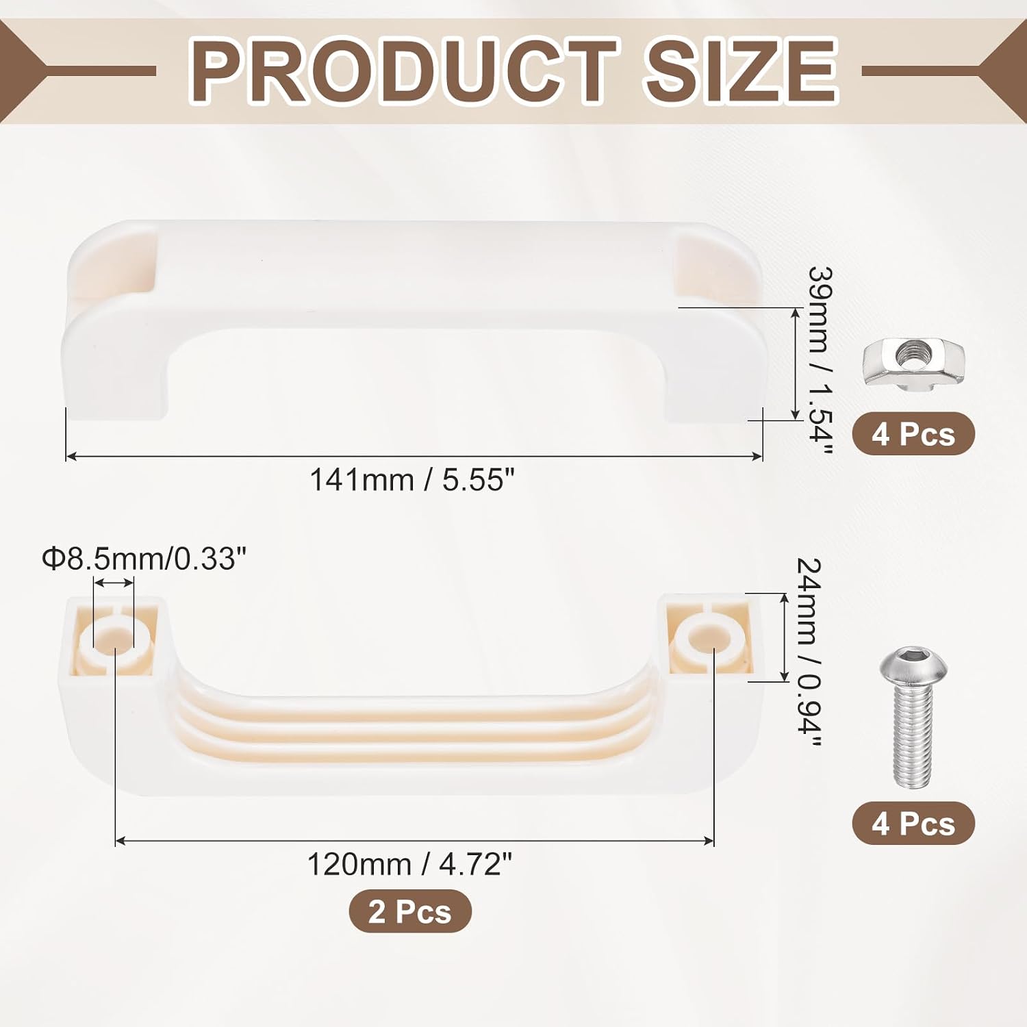 uxcell 2Pack Plastic Pull Handles 4.72" Hole Center Cabinet Handles White image 2