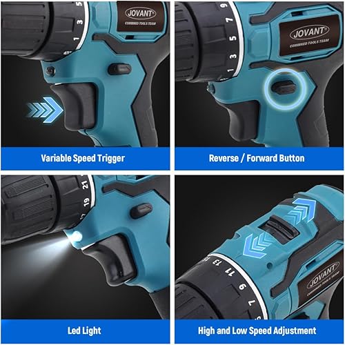 Miniatura 9 de Herramientas de limpieza telescópicas inalámbricas y taladro eléctrico con 2 baterías máximas de 20 V y cargador de 2.0 A, taladro de poste