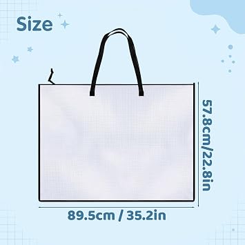 suction A1 Art Folder, A1 Art Portfolio Case with Handle, Clear Grid Design for Artwork Storage and Transportation, Teaching Material Presentation, Exhibition and Meeting Presentations, 36X24 Inches