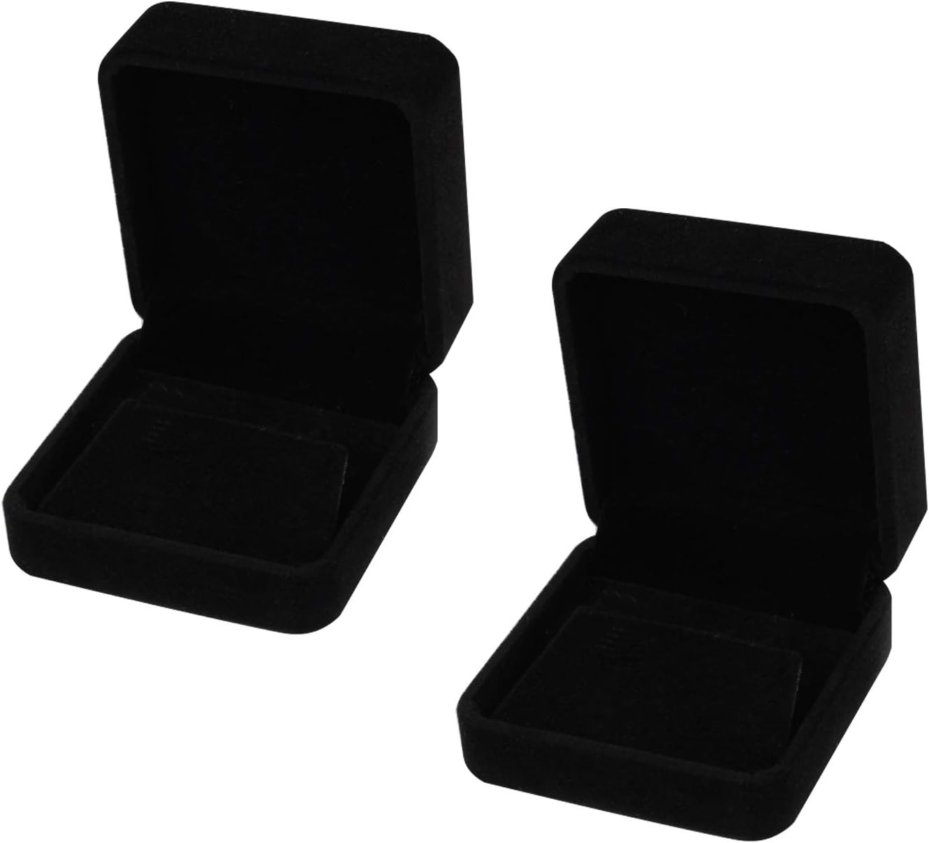 Udewo 2 PCS Earring Gift Boxes, Velvet earring Box Single With Lids Earring box Jewellery Boxes Black earring Boxes for earrings Jewellery Bulk Engagement Wedding Day Birthday Gifts