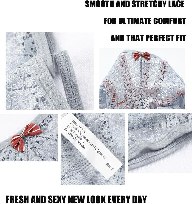 Sexy Cheeky Underwear for Women Lace Floral Bikini Criss Cross Seamless Panties Ladies Cute Hipster Briefs 3-Pack - Image 3