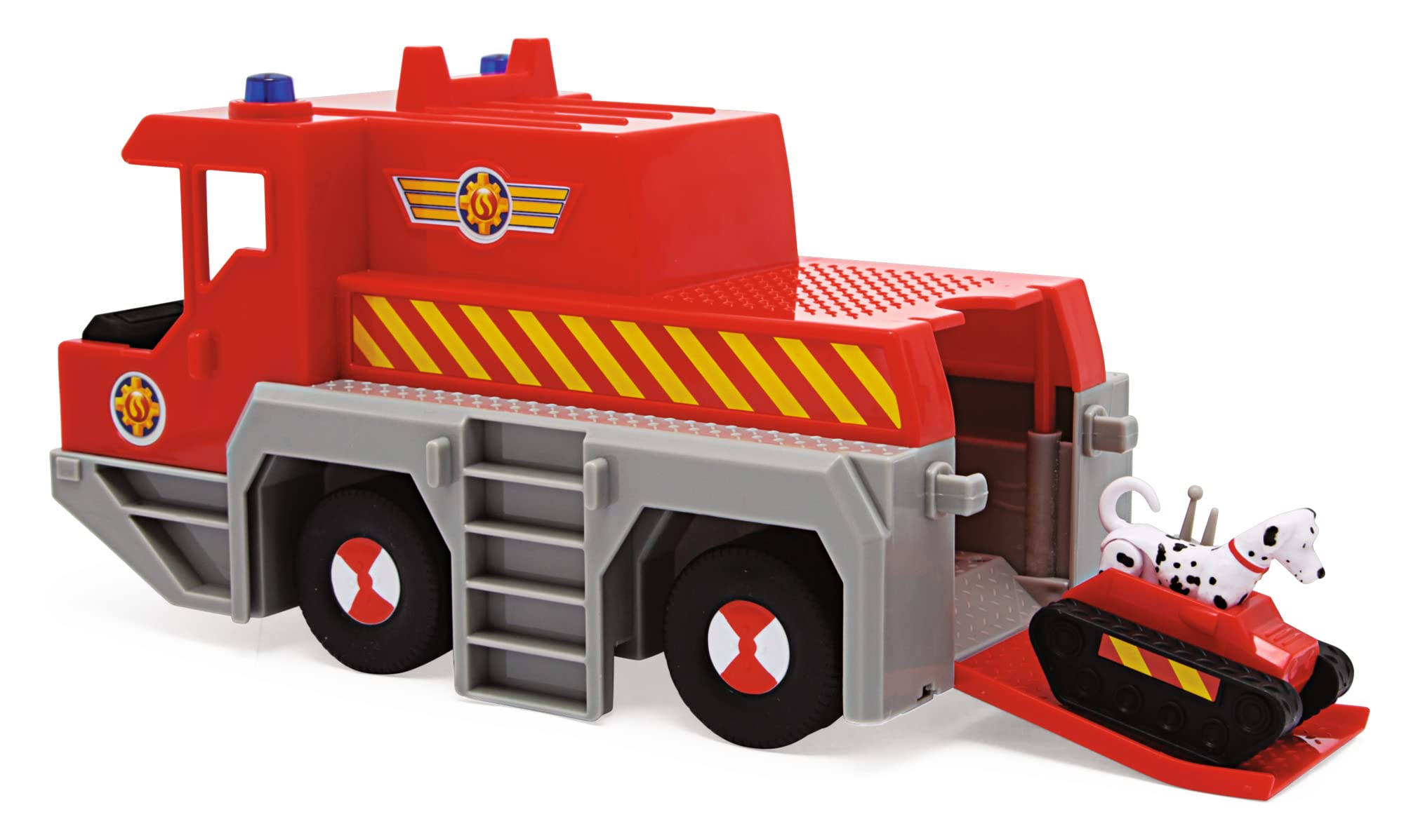 Simba 109252517 - Feuerwehrmann Sam Spielzeug-Kran (50 cm) - 2-in-1 Rettungs-Fahrzeug (Auto & Kran) für Kinder ab 3 Jahren, mit Seilwinde, Figur, Licht & Sound (inkl. Batterien)