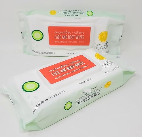 Trader Joe's Pepino + Citrus Face and Body Wipes - Paquete de 2