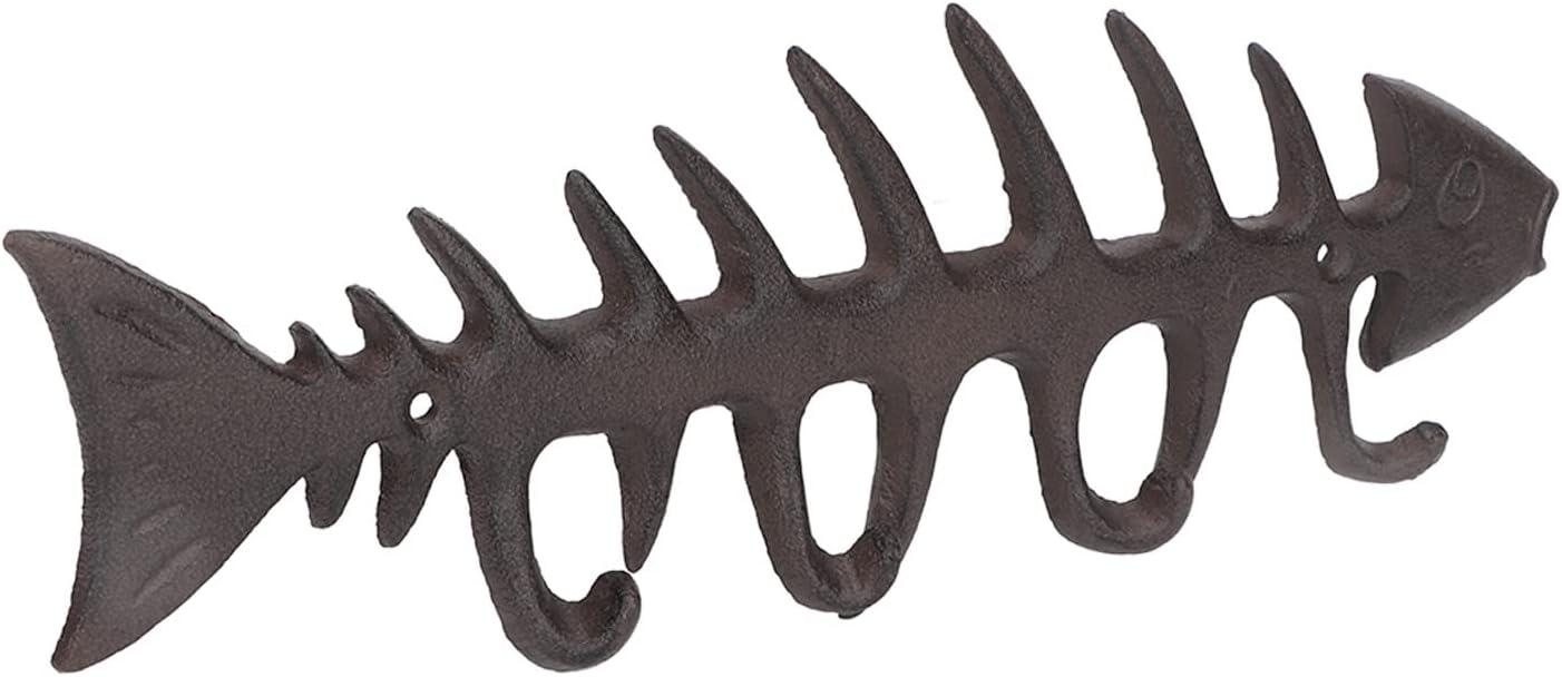 Fish Bones Towel Rack Wall Mounted, Hand Towel Holder with 4 Hooks, European Style Decorative Bathroom and Kitchen Towel Holder Made of Strong Metal (7701O-3501)