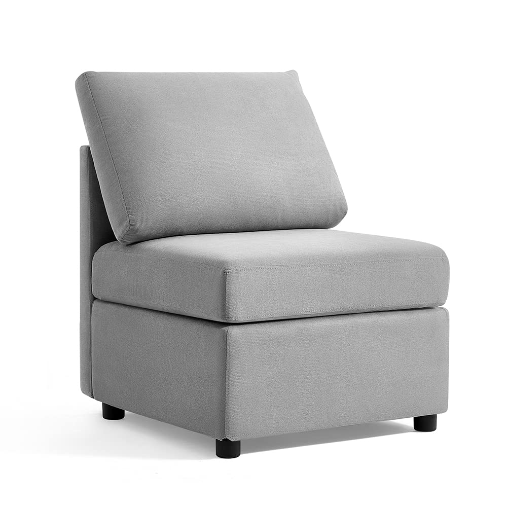 LINSY HOMEModular Sectional Sofa with Storage, Washable Sectional Couch, Covers Changeable, Single Couch Modular Chair to Extend Your Sofa, Grey