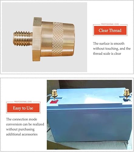 Miniatura 4 de 2 piezas de conector de terminal de batería, adaptador de poste de latón para terminal de batería auto, adaptador de poste de carga con rosca de
