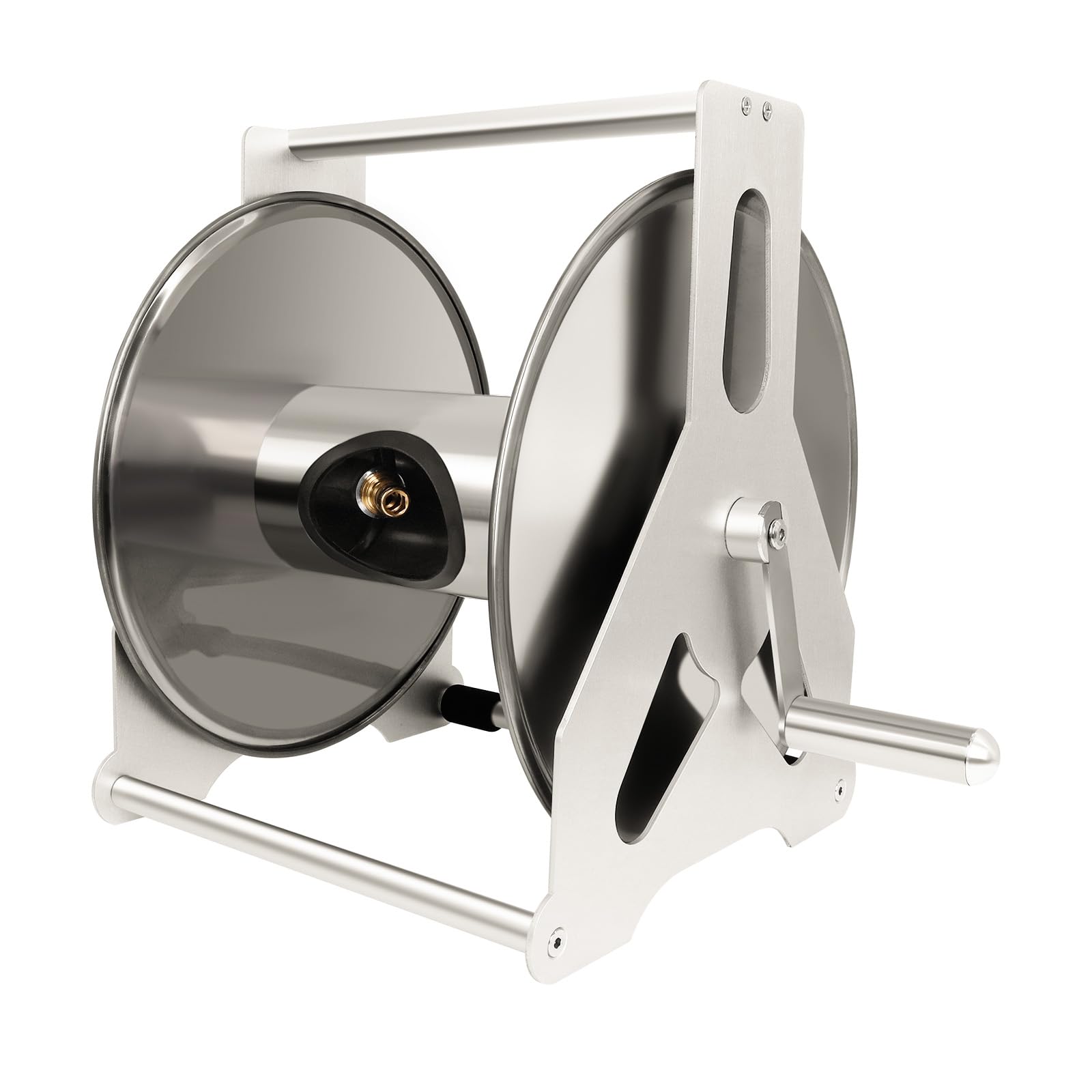 Gekufa Garden Hose Reel Wall-Mounted or Freestanding Hose Reels Heavy-Duty Metal Water Hose Holder Winder Holds 40M of 1/2-Inch Hose Pipe Outdoor Garden Accessory