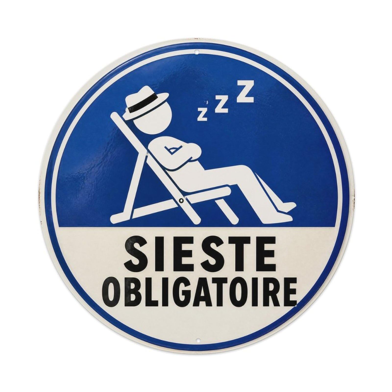 Olyhtr 8X8inch Classic Style Nap Mandatory Retro Warning French Classic Lettering Metal Tin Sign