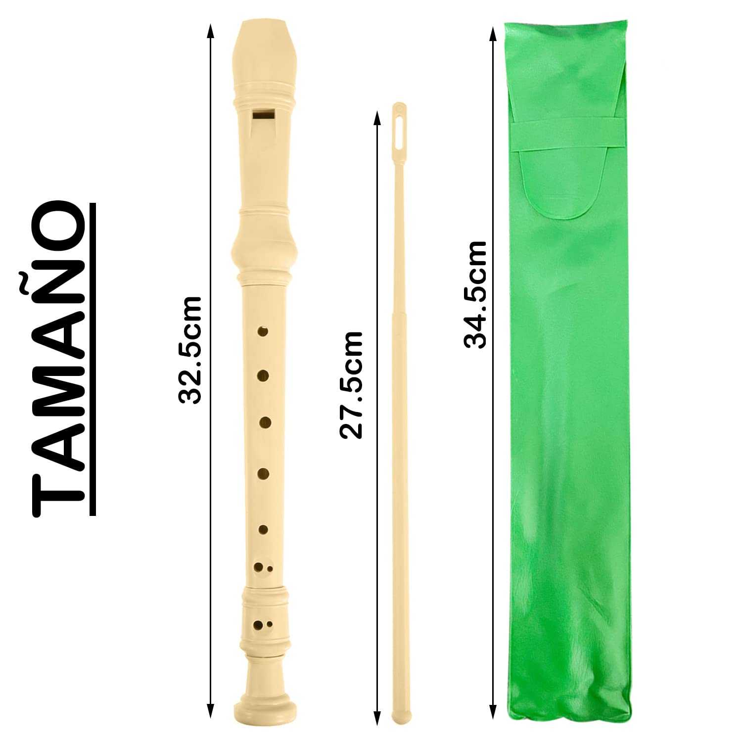 Flauto Dolce Soprano Legno - 8 Fori, Stile Tedesco, Con Kit Pulizia, Per Principianti - Foto 6