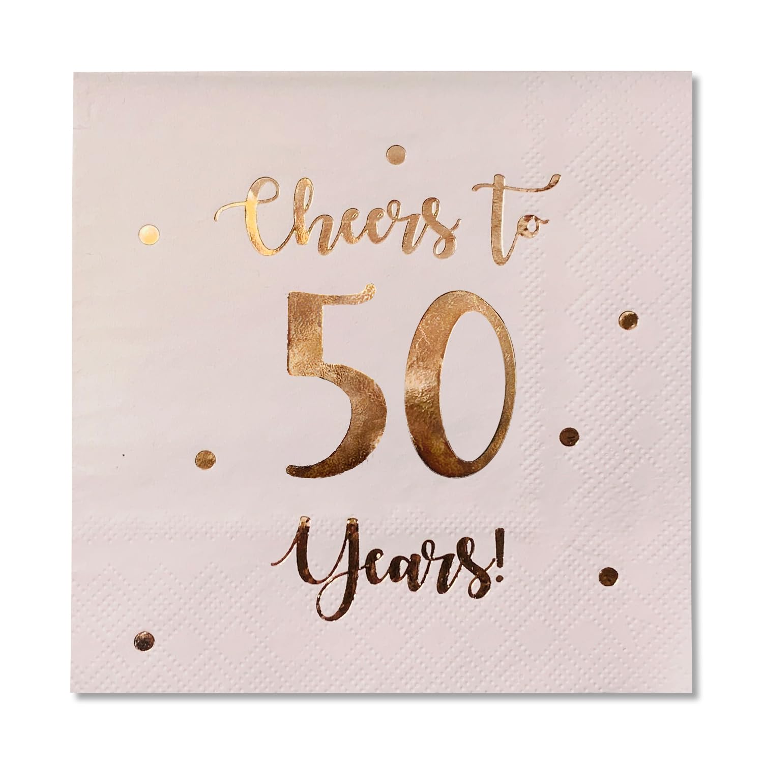 Cheers to 50 Years Cocktail Napkins | Happy 50th Birthday Decorations for Men and Women and Wedding Anniversary Party Decorations | 50-Pack 3-Ply